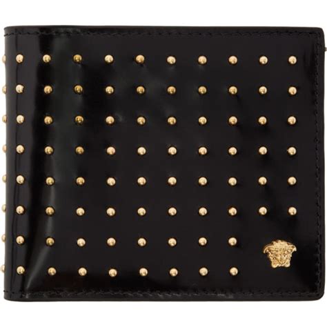 versace black patent studded medusa bifold wallet 181404m164005|Versace: Black Medusa Bifold Wallet .